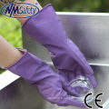 NMSAFETY Purple flock latex doublé famille nettoyage des gants de ménage